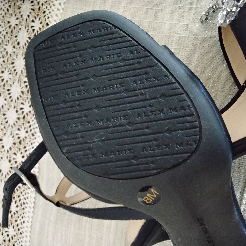NEW AND NEVER BEEN WORN!! Alex Marie Black Strappy Sandals with Silver Accents - Picture 8 of 8